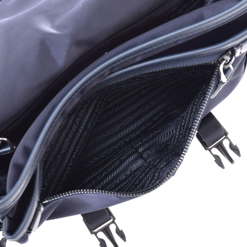 PRADA Prada navy VA0769 unisex nylon nylon / leather shoulder bag A rank used silver storehouse