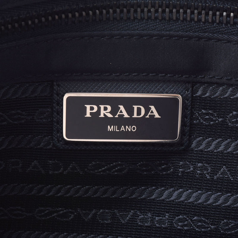 PRADA Prada navy VA0769 unisex nylon nylon / leather shoulder bag A rank used silver storehouse