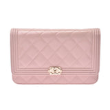 香奈儿（Chanel）男孩香奈儿（Chanel）玫瑰金硬件女士珐琅链钱包二手