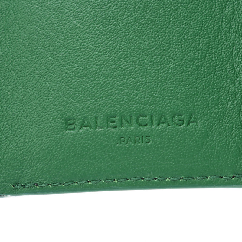 BALENCIAGA Balenciaga Ga paper mini wallet Green unisex leather tri-fold wallet