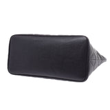 CHANEL Reprint Tote Black Silver Hardware Ladies Caviar Skin Handbag Used