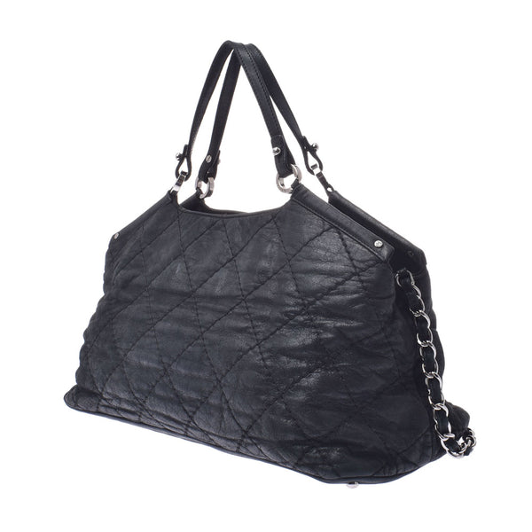 Chanel Maestro chain Shoulder Bag Black Silver Hardware Womens Vintage calf 2WAY bag