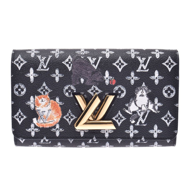 Louis Vuitton Twist Chain Wallet Monogram Catogram Cat Black