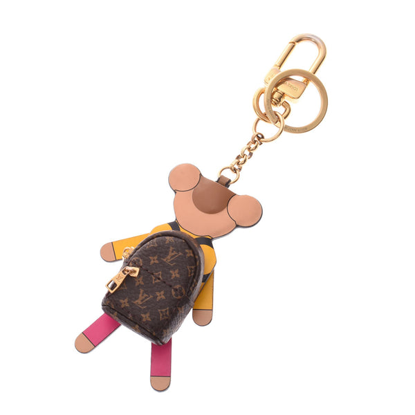 2018 LOUIS VUITTON Louis Vuitton Poll advantageous lek squirrel trout teddy bear holiday season multicolored gold metal fittings M63758 unisex leather key ring AB ranks used silver storehouse