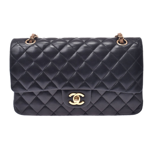 CHANEL シャネル マトラッセ チェーンショルダーバッグ 黒/ベージュ ゴールド金具 レディース ラムスキン ショルダーバッグ Bランク 中古 銀蔵