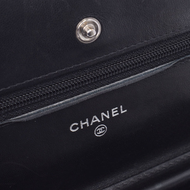 CHANEL Chanel Matrasse Purse Black Silver Hardware Ladies Lambskin Chain Wallet B Rank Used Ginzo
