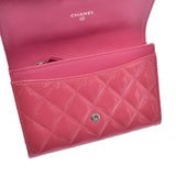 CHANEL Chanel matelasse compact wallet pink silver metal fittings Lady's enamel folio wallet B rank used silver storehouse