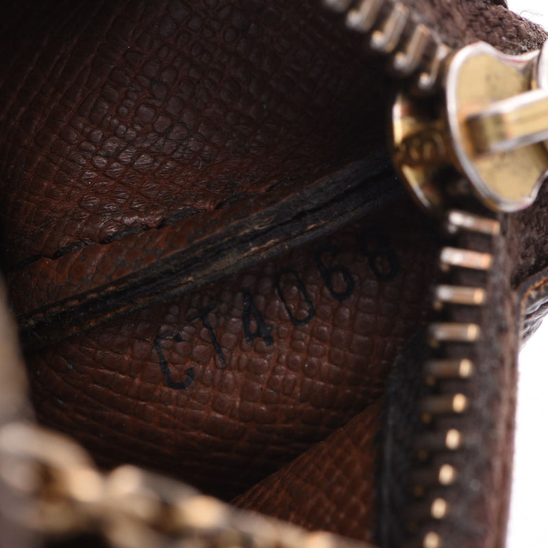 路易威登路易威登会标硬币口袋绉钥匙环棕色M62650男女皆宜的会标帆布硬币案例B级用银饰品