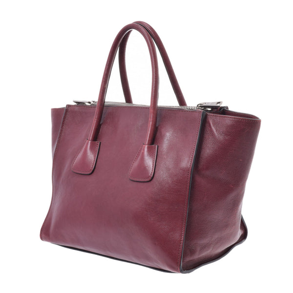 PRADA Prada 2WAY Bag Bordeaux Silver Hardware Ladies Leather Handbag C Rank Used Ginzo