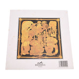 HERMES 90×90 cm black/gold unisex silk 100% scarf A rank used silver ware
