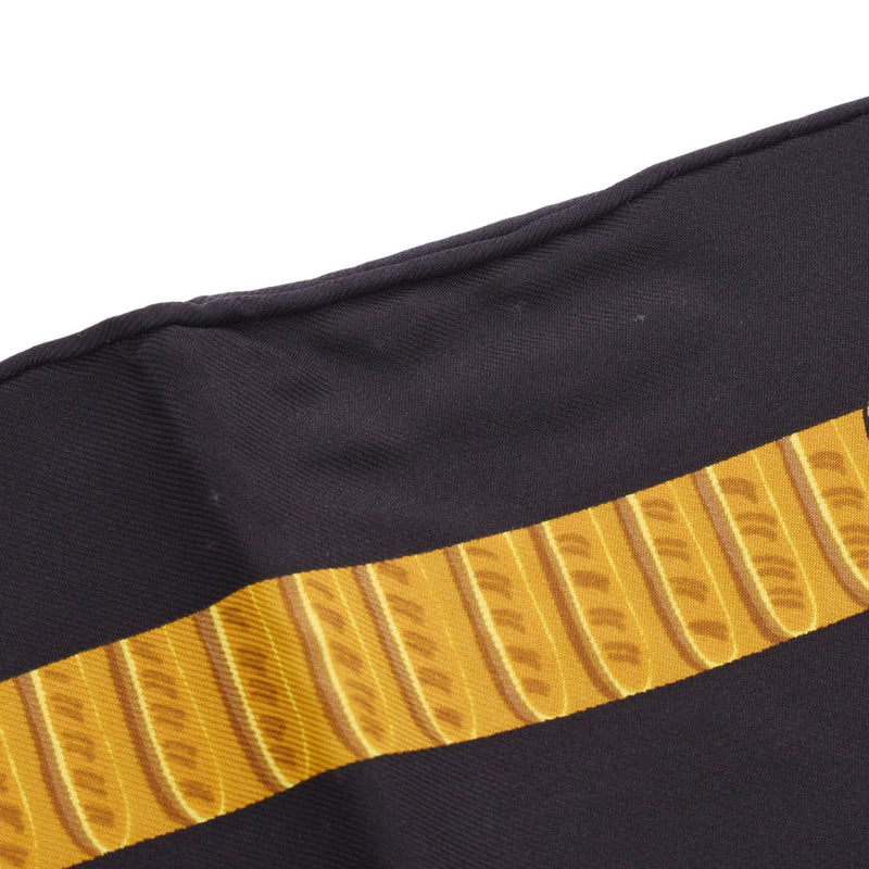 HERMES 爱马仕 面具 90 × 90 厘米 黑色 / 黄金 系统 中性 丝绸 100% 围巾 A 级二手银藏