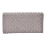 BOTTEGAVENETA Intrecciato two-fold wallet gray B06419992L unisex leather wallet A rank used silver warehouse