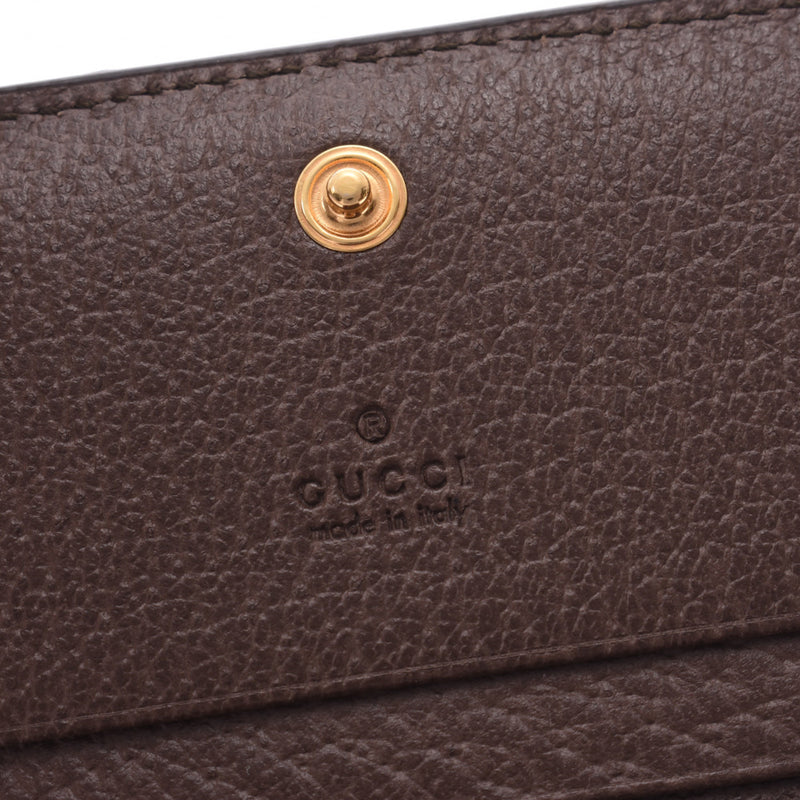 GUCCI Gucci紧凑钱包关闭戴ab/茶女士GG最高帆布皮革钱包排名二手银