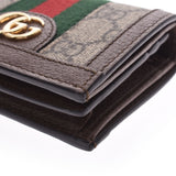 GUCCI Gucci Compact Wallet Offdia Beige/Brown Ladies GG Supreme Canvas Leather Bi-fold Wallet A Rank Used Ginzo