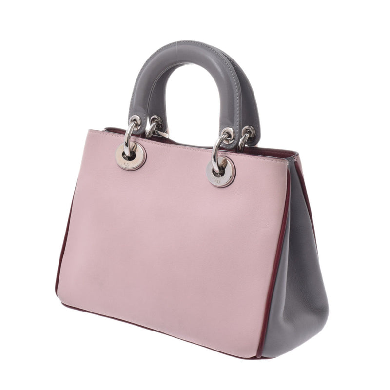 Christian Dior クリスチャンディオールディオリッシモ 2WAY bag pink / gray / Bordeaux silver metal fittings Lady's calf handbag B rank used silver storehouse