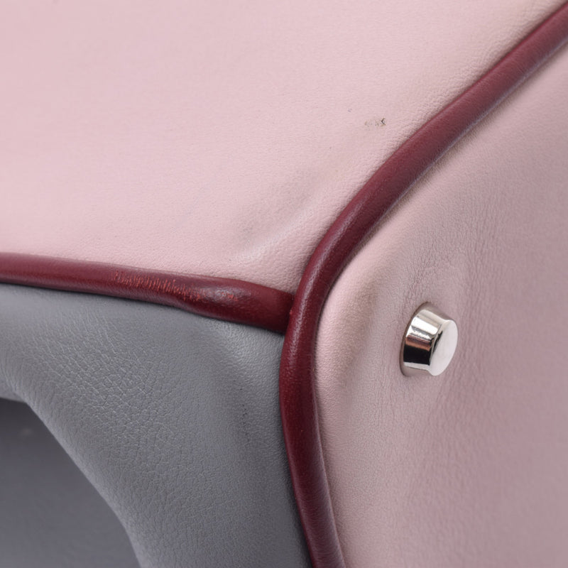 Christian Dior クリスチャンディオールディオリッシモ 2WAY bag pink / gray / Bordeaux silver metal fittings Lady's calf handbag B rank used silver storehouse