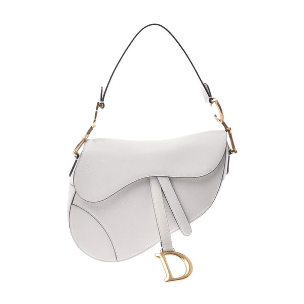 Christian Dior saddle bag white gold hardware ladies calf 2WAY bag
