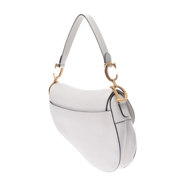 Christian Dior saddle bag white gold hardware ladies calf 2WAY bag