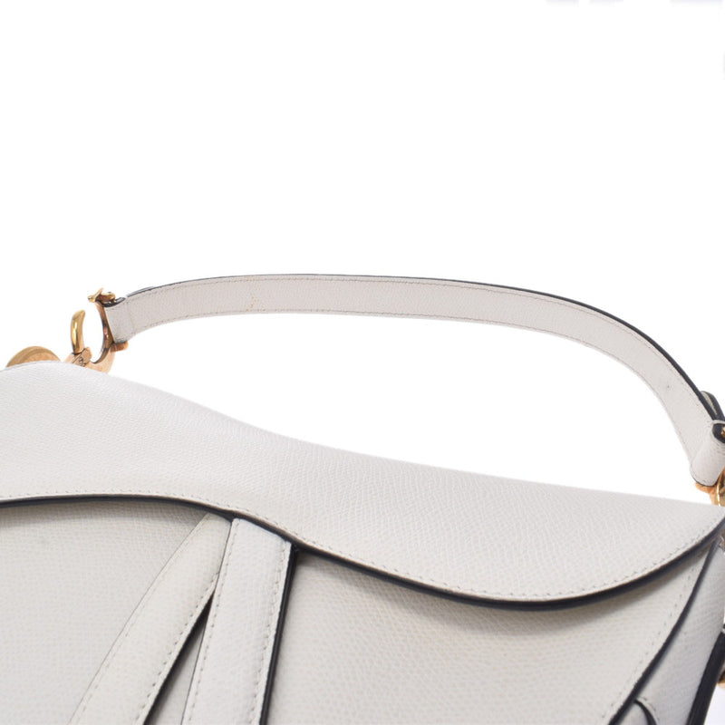 Christian Dior Saddle Bag White Gold Hardware Ladies 2WAY Bag