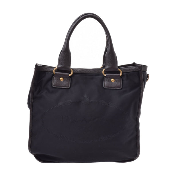 PRADA Prada 2WAY Tote Bag Tea Unisex Nylon/Leather Handbag B Rank Used Ginzo