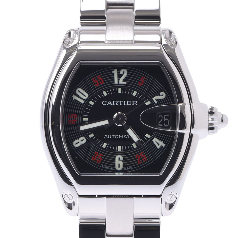 CARTIER Roadster LM Men's SS Watch Automatic winding Black Dial A Rank Used Ginzo