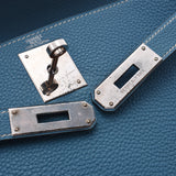 HERMES Hermes Kelly 28 inner sew 2WAY bag blue jean palladium metal 刻印 G engraved (circa 2003) lady's handbag B rank used silver