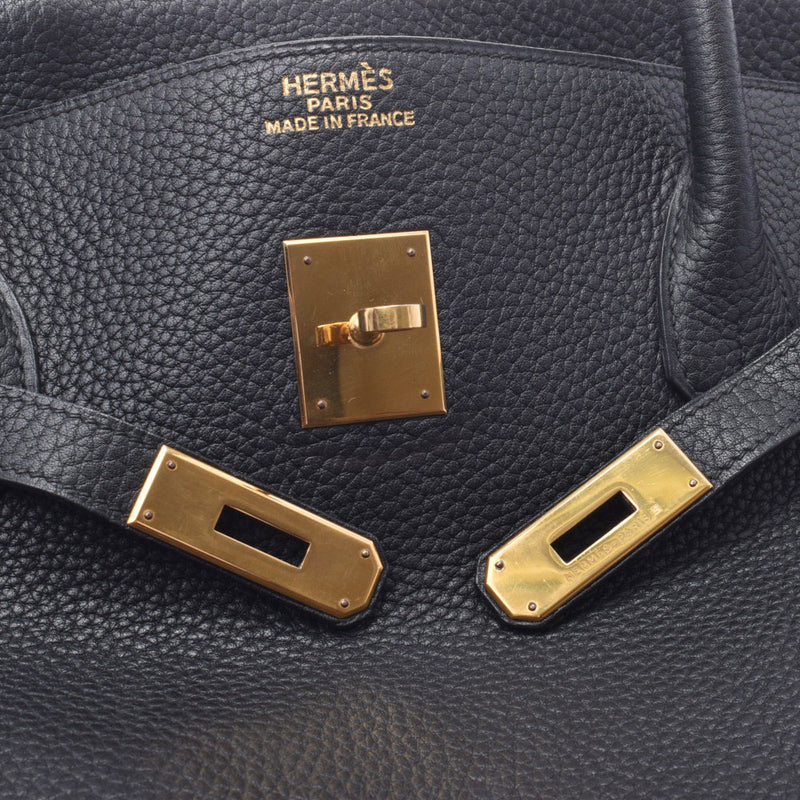 HERMES Birkin 45黑金金属零件□D邮票（约2000年）中性峡湾手提包B等级二手的Ginzo