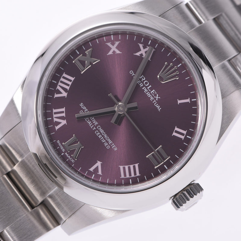 Lorex Rolex Oyster Perpetual 177200 boys SS Watch automatic red purple dial a