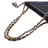 CHANEL Mattelasse Semi-Chain Tote Bag Navy Gold Hardware Ladies Caviar Skin Tote Bag A Rank Used Ginzo