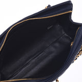 CHANEL Mattelasse Semi-Chain Tote Bag Navy Gold Hardware Ladies Caviar Skin Tote Bag A Rank Used Ginzo