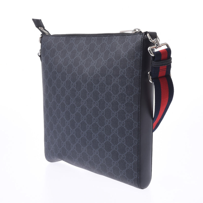 GUCCI Gucci GG Supreme Messenger Bag Black 474137 Men's GG Supreme Canvas Shoulder Bag Shindo Used Ginzo