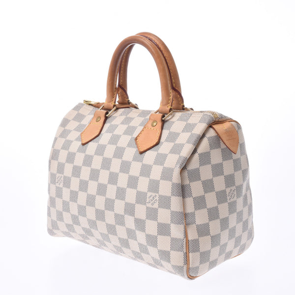 LOUIS VUITTON路易威登Damier Speedy 25白色N41534中性Damier Azure帆布手提包B等级二手Ginzo