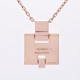 HERMES Hermes Eileen H Logo Pink Gold/Black Ladies PG Plated/Black Enamel Necklace A Rank Used Ginzo