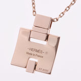 HERMES Hermes Eileen H Logo Pink Gold/Black Ladies PG Plated/Black Enamel Necklace A Rank Used Ginzo