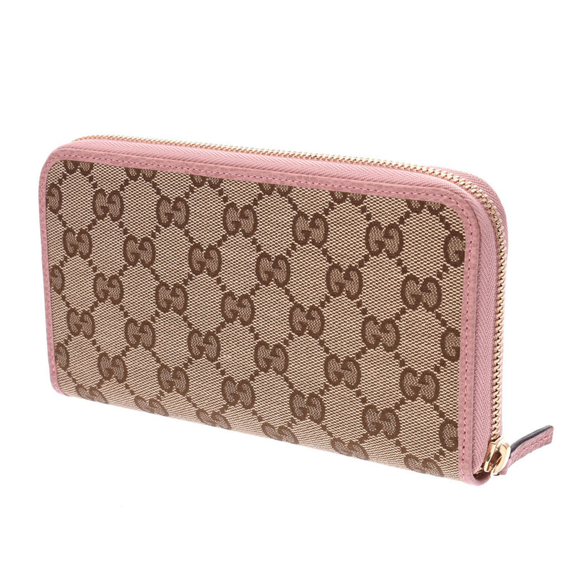 Gucci round zip length Wallet Purse Beige pink 363423 Womens GG canvas Long Wallet