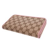 Gucci round zip length Wallet Purse Beige pink 363423 Womens GG canvas Long Wallet