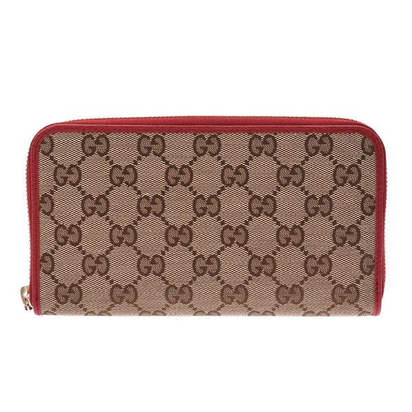 GUCCI Gucci Round Zipper Wallet Outlet Beige Red 363423 Ladies GG Canvas Wallet Unused Ginzo