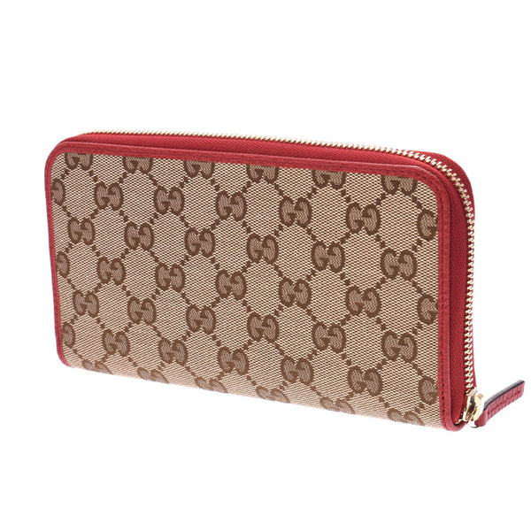 GUCCI Gucci Round Zipper Wallet Outlet Beige Red 363423 Ladies GG Canvas Wallet Unused Ginzo