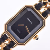 CHANEL Premiere Size XL Ladies GP/Leather Watch Quartz Black Dial AB Rank Used Ginzo