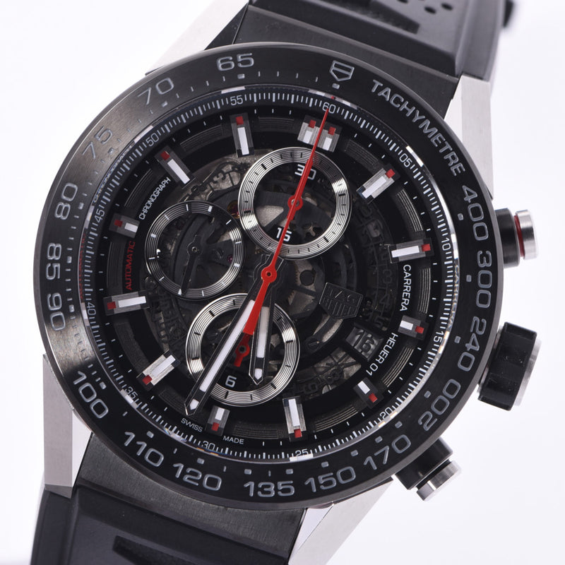 TAG Heuer（泰格豪雅）Carrera机芯Heuer 01计时码表CAR2A1Z男士SS /橡胶腕表自动上链透明表盘A级二手Ginzo