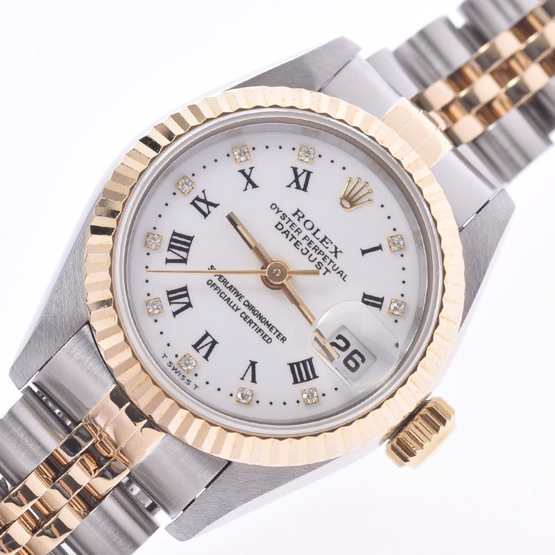 ROLEX Rolex Datejust 10P Diamond 69173G Women's YG/SS Watch Automatic Winding White Roman Dial A Rank Used Ginzo