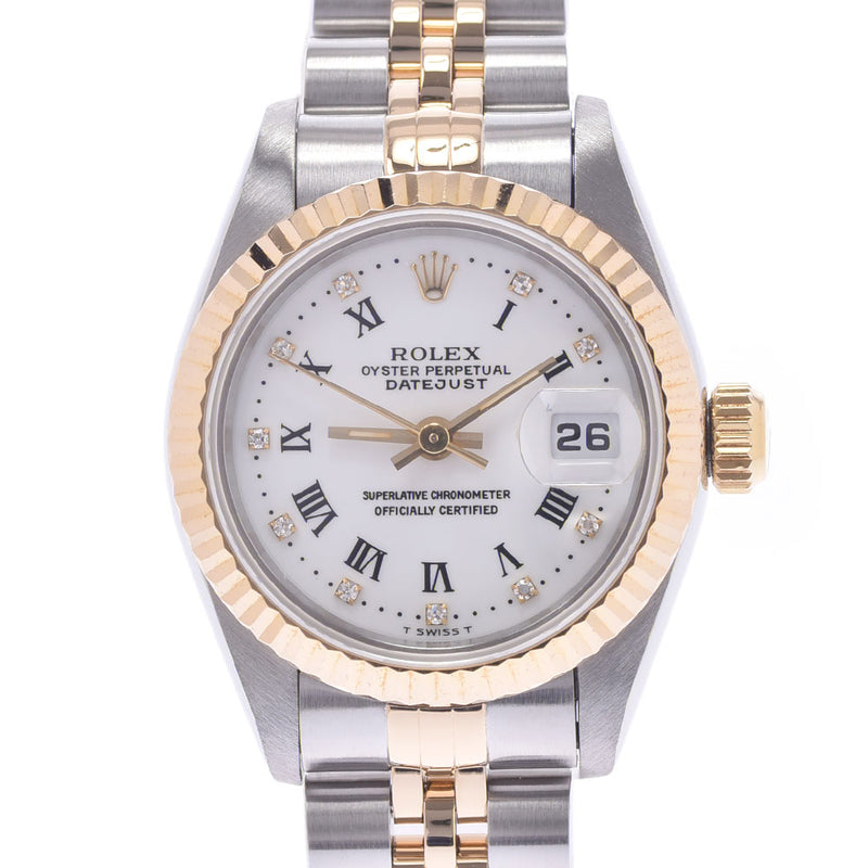 ROLEX Rolex Datejust 10P Diamond 69173G Women's YG/SS Watch Automatic Winding White Roman Dial A Rank Used Ginzo