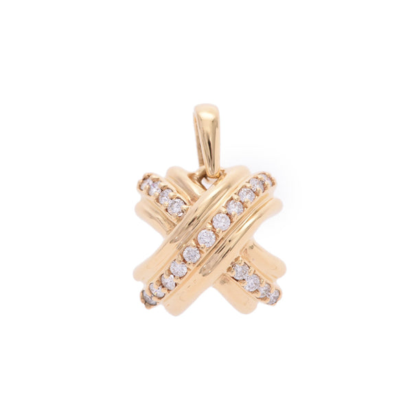 TIFFANY&Co. Tiffany signature unisex K18YG/ diamond pendant top A rank used silver storehouse