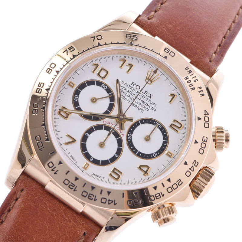 ROLEX Rolex Daytona 16518 Men's YG / Leather Wrist Watch Automatic Reverse 6 / White Dial A Rank Used Ginzo