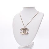 CHANEL Deca Coco Mark Necklace 17 Year Model Ladies Rhinestone/Fake Pearl Necklace A Rank Used Ginzo
