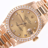 Lax Rolex date just bezel diamond 10p diamond 68288 g Unisex YG watch automatic scroll