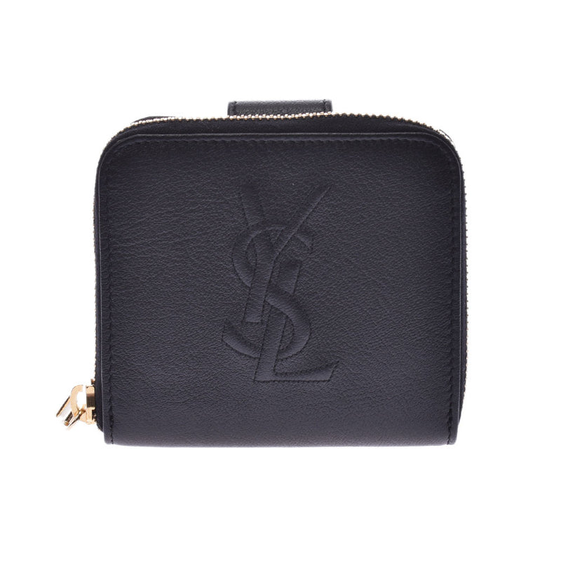 YVES SAINT LAURENT イヴサンローラン コンパクトジップウォレット 黒 レディース レザー 二つ折り財布 未使用 銀蔵
