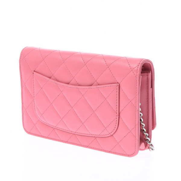 CHANEL Chanel Matrasse purse shoulder bag pink silver metal fittings ladies lambskin chain wallet Shindo used Ginzo