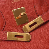 HERMES Hermes, 30 Vermilion Red Gold fittings of the Vermilion Gold fittings (around 2004), Ladies, Togo Handbags, B-Rank, used silver coins.