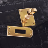 Hermes pochette Kelly black gold hardware D / C (2019) Womens alligator / lychee handbag